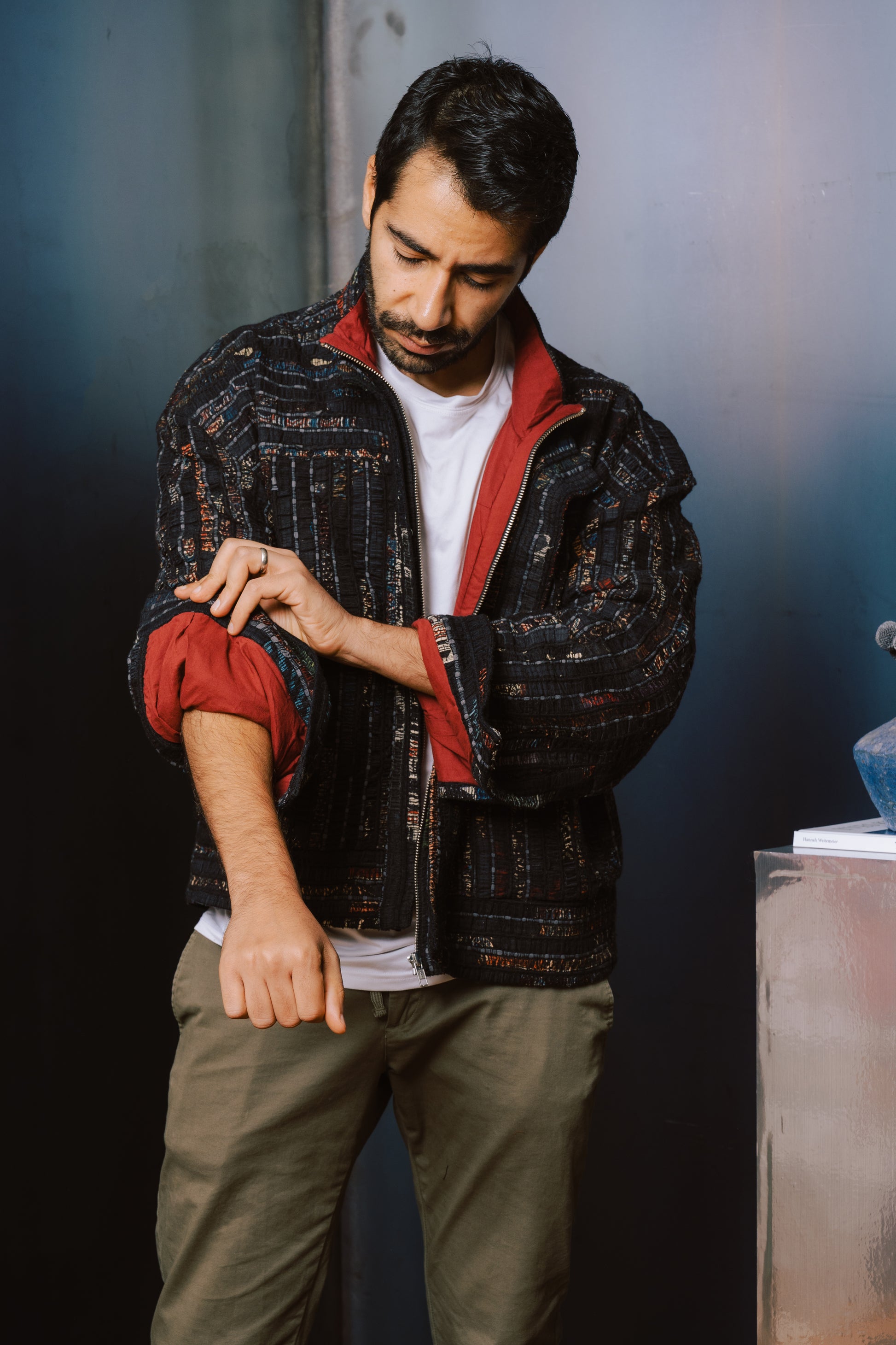 Bold in form, easy in motion. The Sherry Bomber worn with purpose by a model styled for the everyday renegade.